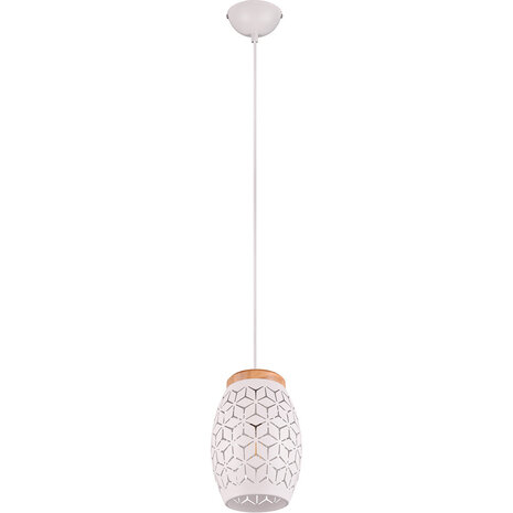 Witte Metalen LED Hanglamp Trion Dabi - E27 Fitting, Mat Wit, Rond Witte Metalen LED Hanglamp Trion Dabi - E27 Fitting, Mat Wit, Rond