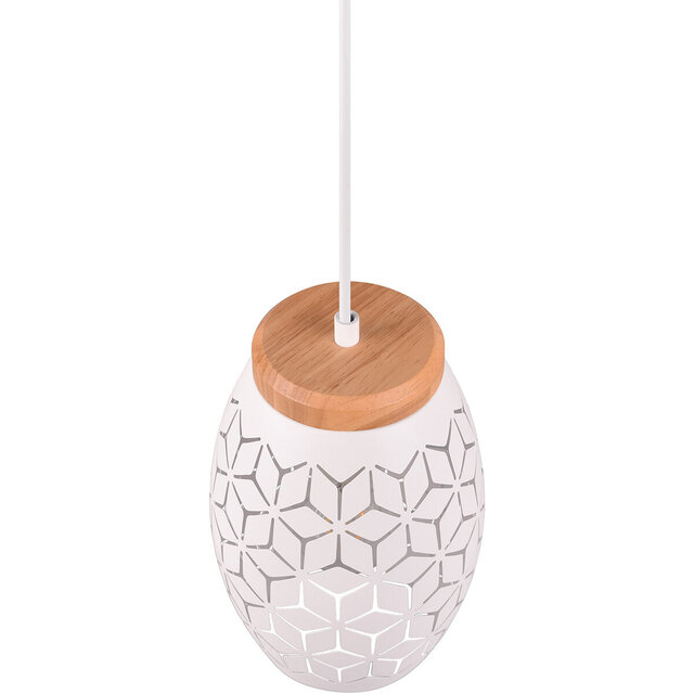 HLW LED White Metal LED Pendant Lamp Trion Dabi - E27 Fitting, Matte White, Round