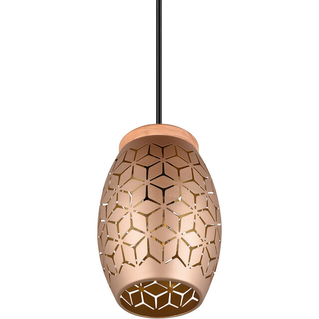 Ronde metalen LED hanglamp in coffee kleur met E27 fitting en modern design, 28W vermogen