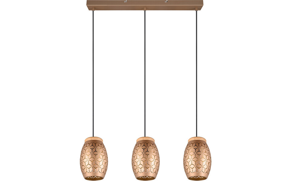 HLW LED LED Pendant Lamp Trion Dabi - Metal LED Lamp 3-light with E27 fitting, Coffee color