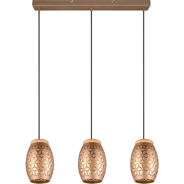 HLW LED LED Hanglamp Trion Dabi - Metalen LED lamp 3-lichts met E27 fitting, Coffee kleur HLW LED LED Hanglamp Trion Dabi - Metalen LED lamp 3-lichts met E27 fitting, Coffee kleur