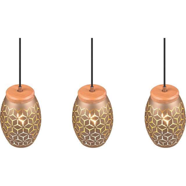 HLW LED LED Pendant Lamp Trion Dabi - Metal LED Lamp 3-light with E27 fitting, Coffee color