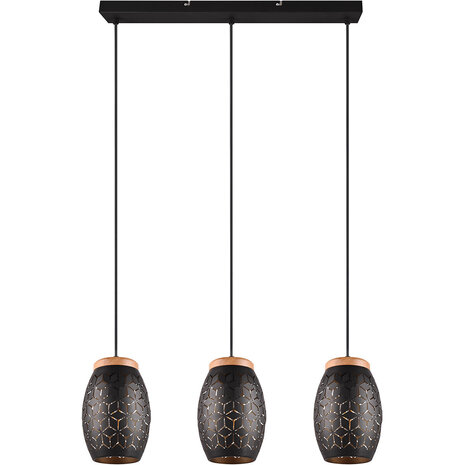 Metalen LED Hanglamp Trion Dabi - 3-lichts Zwarte & Gouden LED Lamp Metalen LED Hanglamp Trion Dabi - 3-lichts Zwarte & Gouden LED Lamp