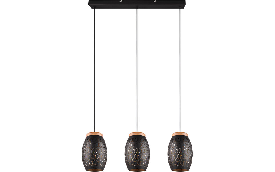 HLW LED Metal LED Pendant Lamp Trion Dabi - 3-light Black & Gold LED Lamp