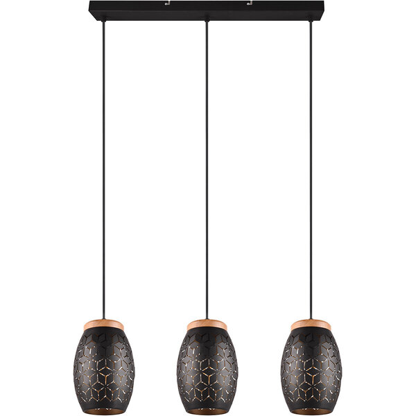 HLW LED Metalen LED Hanglamp Trion Dabi - 3-lichts Zwarte & Gouden LED Lamp HLW LED Metalen LED Hanglamp Trion Dabi - 3-lichts Zwarte & Gouden LED Lamp