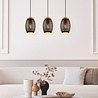 moderne zwarte en gouden metalen LED hanglamp met drie lichtbronnen en E27 fitting 28W