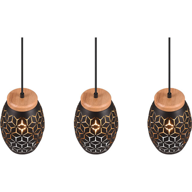 HLW LED Metal LED Pendant Lamp Trion Dabi - 3-light Black & Gold LED Lamp