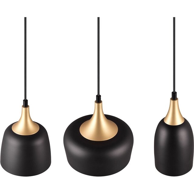 HLW LED Metal LED Pendant Lamp Trion Zira - Black 3-light LED Lamp with E14 Fitting