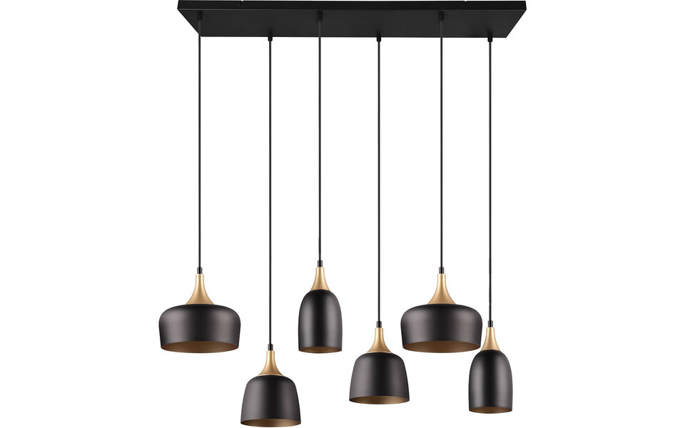 HLW LED Metalen LED Hanglamp Trion Zira - Zwarte 6-lichts LED lamp met E14 Fitting