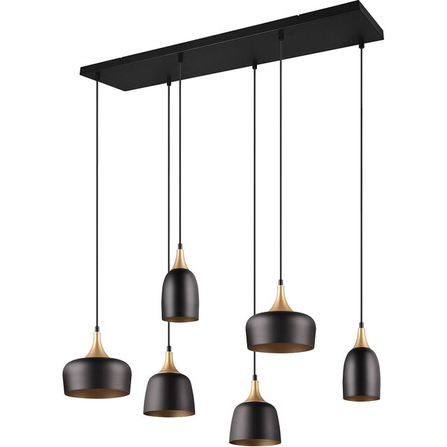 HLW LED Metal LED Pendant Lamp Trion Zira - Black 6-light LED lamp with E14 fitting HLW LED Metal LED Pendant Lamp Trion Zira - Black 6-light LED lamp with E14 fitting