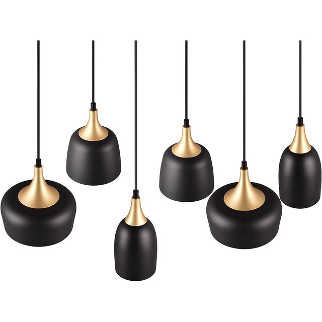 HLW LED Metalen LED Hanglamp Trion Zira - Zwarte 6-lichts LED lamp met E14 Fitting