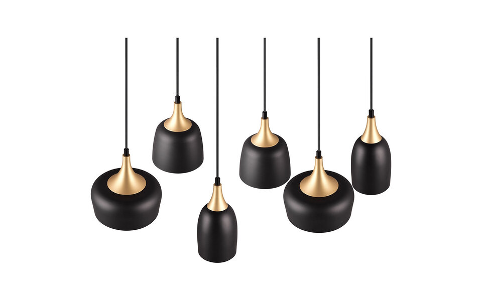 HLW LED Metalen LED Hanglamp Trion Zira - Zwarte 6-lichts LED lamp met E14 Fitting