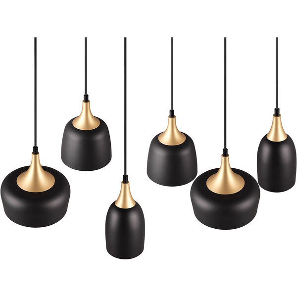 HLW LED Metalen LED Hanglamp Trion Zira - Zwarte 6-lichts LED lamp met E14 Fitting HLW LED Metalen LED Hanglamp Trion Zira - Zwarte 6-lichts LED lamp met E14 Fitting