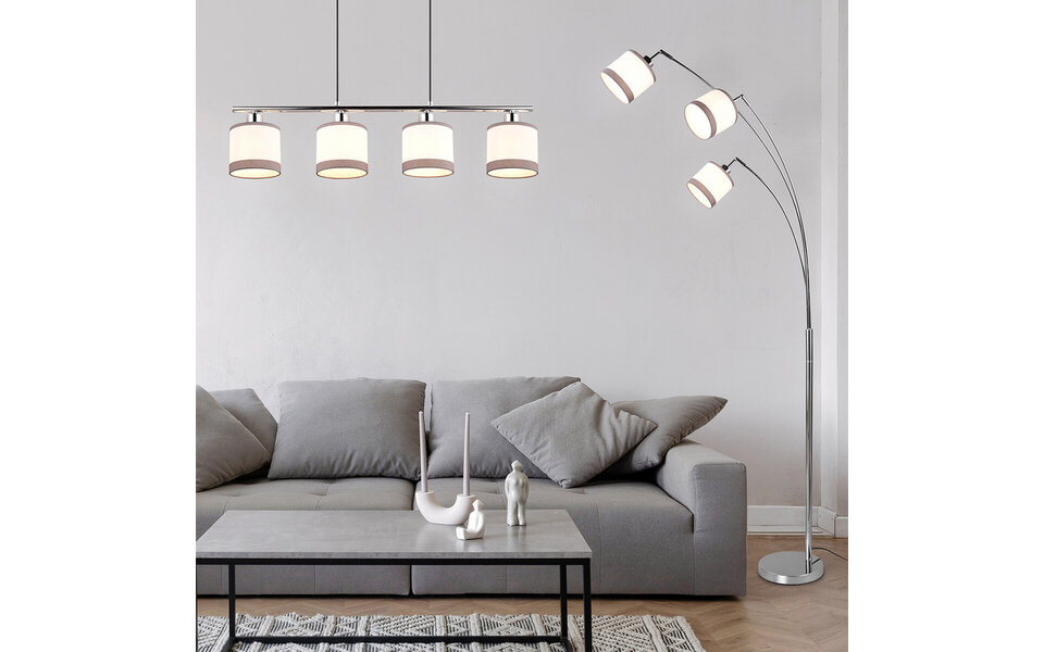 HLW LED Metalen LED Hanglamp Trion Vamos - 4-lichts LED lamp met E14 fitting, chroom HLW LED Metalen LED Hanglamp Trion Vamos - 4-lichts LED lamp met E14 fitting, chroom