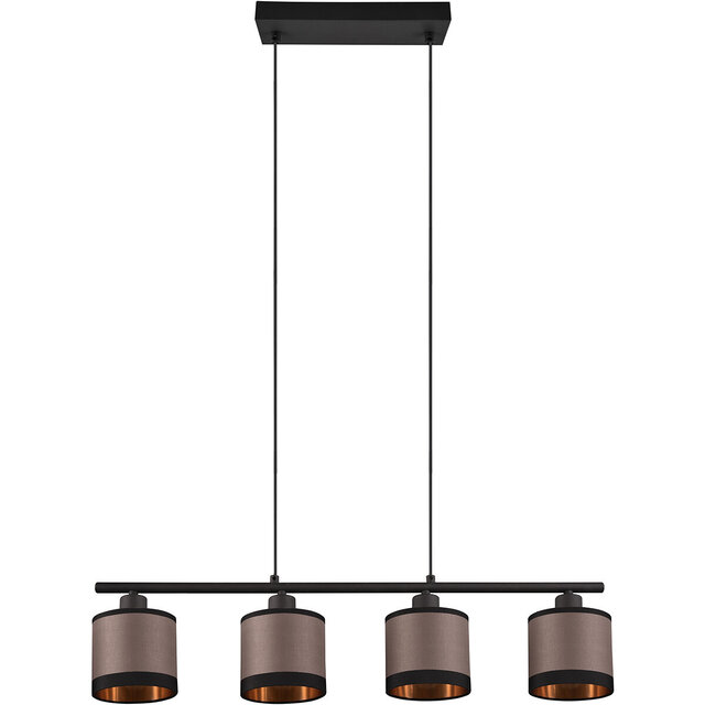 LED Hanglamp Trion Vamos - Mat Zwart, Metalen 4-lichts Design Verlichting per ruimte