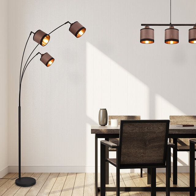 mat zwarte metalen LED hanglamp met 4 lichtpunten en modern design, 10W vermogen