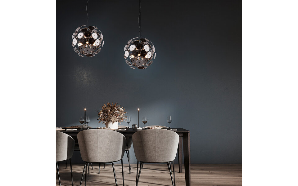 HLW LED Metalen LED Hanglamp Trion Discon - Zwarte LED Hanglamp, 6-lichts, Rond, E14