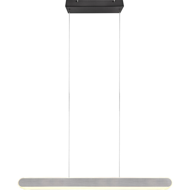 Ronde zilverkleurige LED hanglamp met 48W vermogen en instelbare kleurtemperatuur, modern design