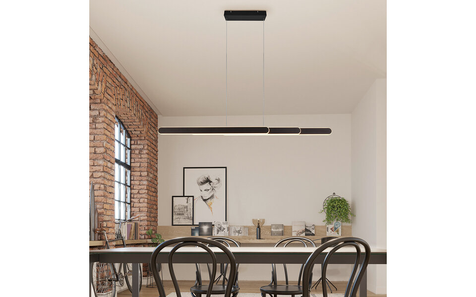 HLW LED Zwarte Metalen LED Hanglamp 48W - Trion Clio Rond & Aanpasbaar