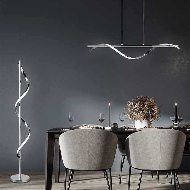 Dimbare metalen LED hanglamp 26W in chroom met modern design en natuurlijk wit licht