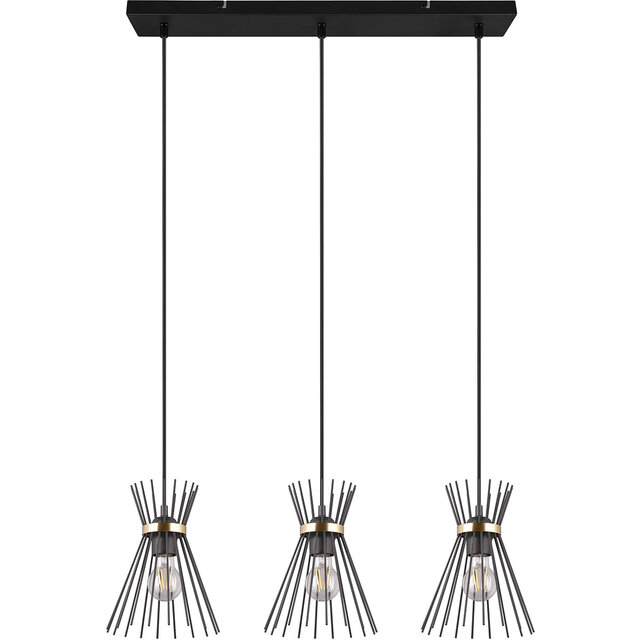 Metalen LED Hanglamp Trion Drado - Zwart Goud - 3-lichts E27 Verlichting per ruimte Metalen LED Hanglamp Trion Drado - Zwart Goud - 3-lichts E27 Verlichting per ruimte