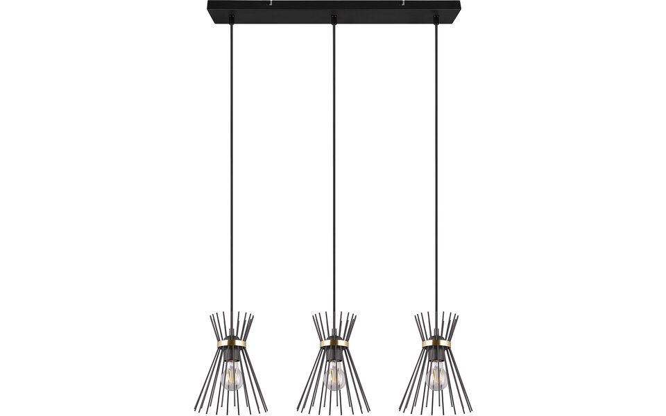 HLW LED Zwarte & Gouden LED Hanglamp Trion Drado - Metalen 3-lichts LED lamp met E27 fitting HLW LED Zwarte & Gouden LED Hanglamp Trion Drado - Metalen 3-lichts LED lamp met E27 fitting