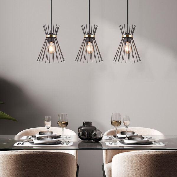 HLW LED Zwarte & Gouden LED Hanglamp Trion Drado - Metalen 3-lichts LED lamp met E27 fitting HLW LED Zwarte & Gouden LED Hanglamp Trion Drado - Metalen 3-lichts LED lamp met E27 fitting