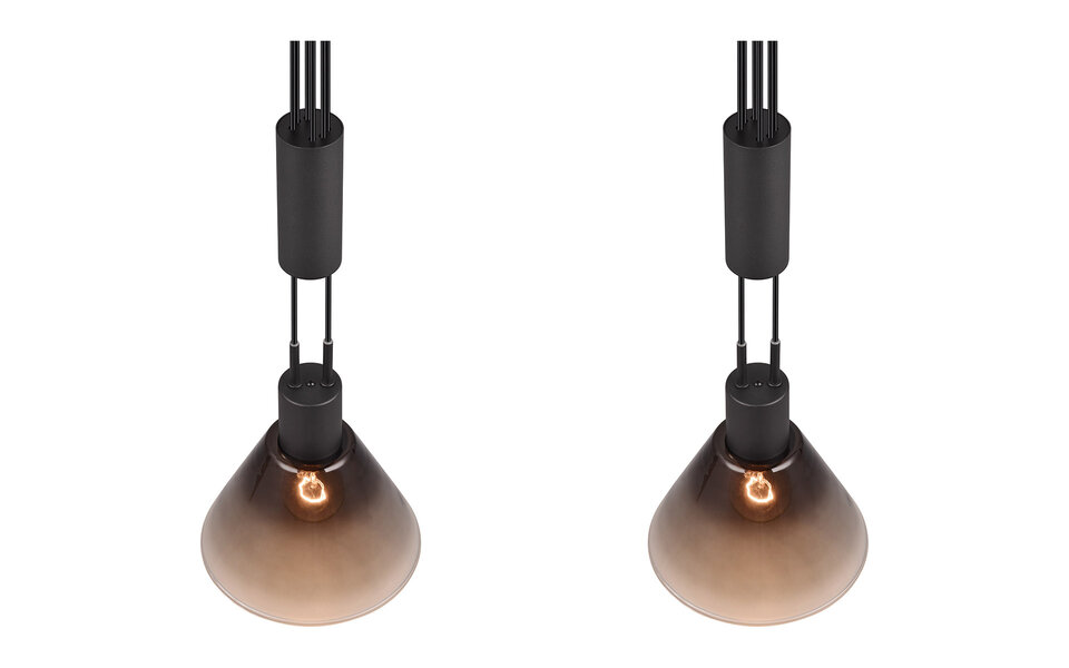 HLW LED Modern Black LED Pendant Lamp with Glass - Trion Stey 2-light, E27 fitting HLW LED Modern Black LED Pendant Lamp with Glass - Trion Stey 2-light, E27 fitting