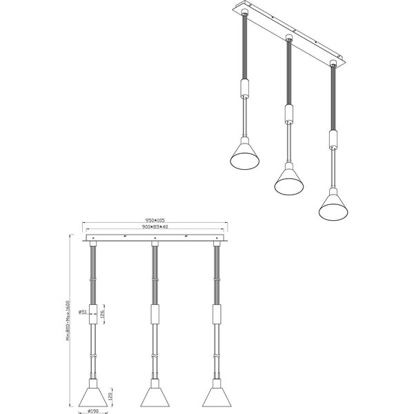 HLW LED LED Hanglamp Mat Zwart - Metalen LED Hanglamp met Glas, 3-lichts, E27 Fitting HLW LED LED Hanglamp Mat Zwart - Metalen LED Hanglamp met Glas, 3-lichts, E27 Fitting