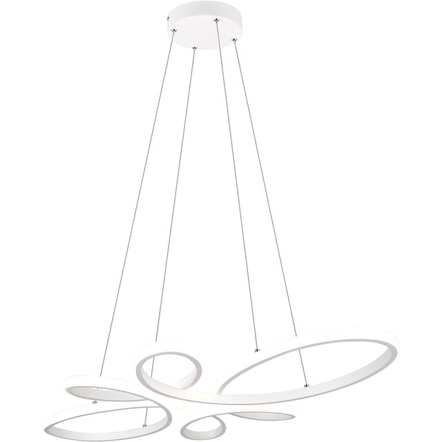Moderne dimbare metalen LED hanglamp in mat wit met 32W vermogen en natuurlijk wit licht