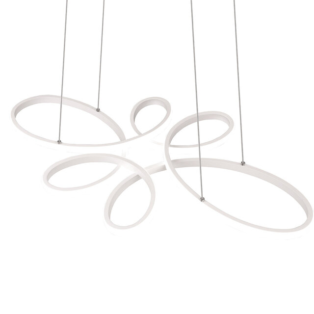 HLW LED Stijlvolle Dimbare LED Hanglamp 32W - Mat Wit Metaal, Neutraal Wit Licht