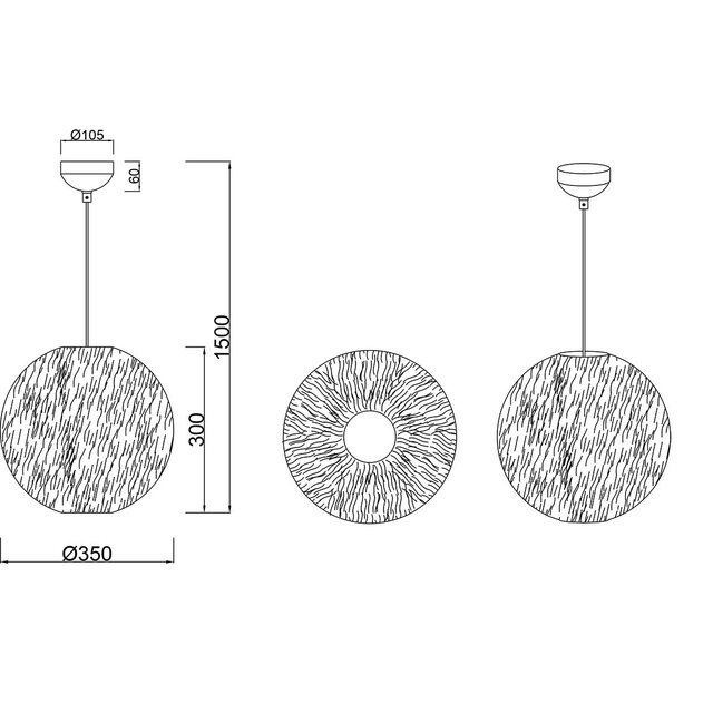 HLW LED LED Pendant Lamp Trion Fluffy - Taupe plush, round design with E27 fitting