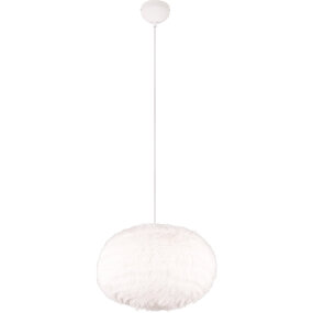 LED Hanglamp Trion Fluffy XL - Taupe pluche, E27 fitting