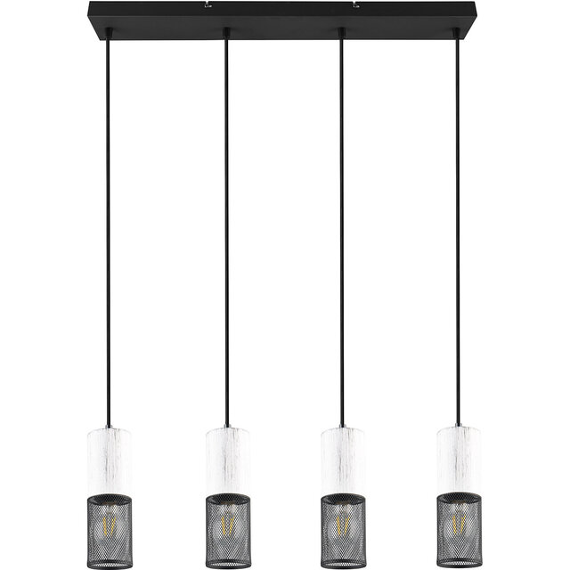 Metalen LED Hanglamp Zwart Wit - 4-Lichts LED Lamp Verlichting per ruimte