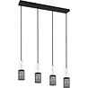 Moderne metalen hanglamp zwart wit met 4 lichtpunten en 40W vermogen