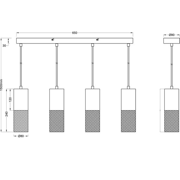 HLW LED LED Hanglamp Metalen Rond - Zwarte & Witte LED Hanglamp 4-Lichts HLW LED LED Hanglamp Metalen Rond - Zwarte & Witte LED Hanglamp 4-Lichts