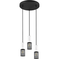 LED Pendant Lamp Metal 3-Light Black White - Trion Josh E27