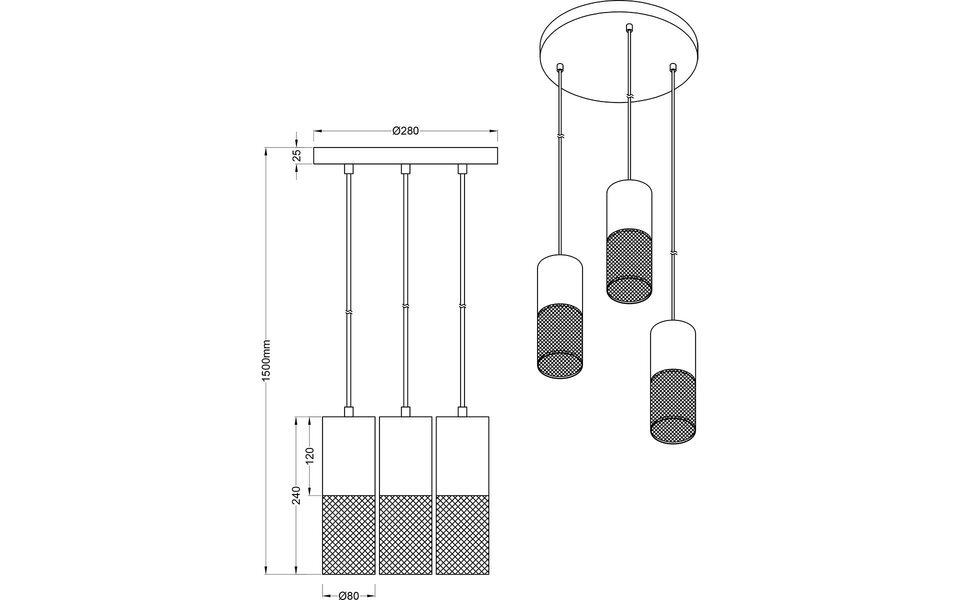 HLW LED Modern LED Pendant Lamp - Metal 3-Light Black & White - E27 Fitting HLW LED Modern LED Pendant Lamp - Metal 3-Light Black & White - E27 Fitting