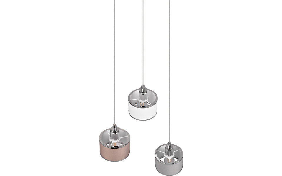 HLW LED Metalen LED Hanglamp Trion Arona - 3-lichts LED lamp met E14 fitting en chroom