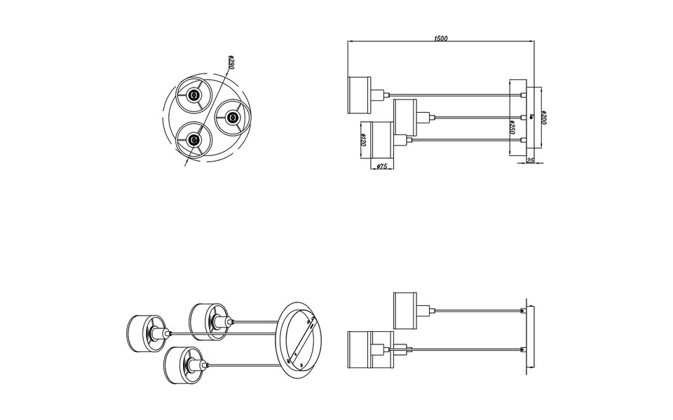 HLW LED Metalen LED Hanglamp Trion Arona - 3-lichts LED lamp met E14 fitting en chroom