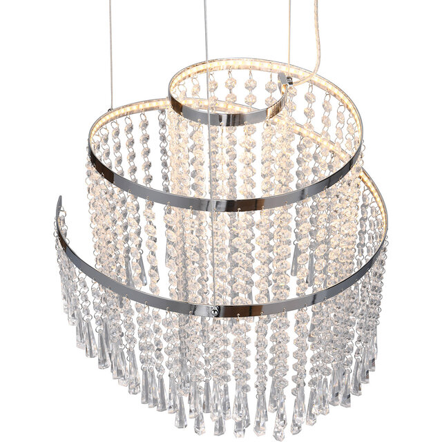 Dimbare moderne hanglamp van chroom met 30W LED verlichting en metalen afwerking Dimbare moderne hanglamp van chroom met 30W LED verlichting en metalen afwerking