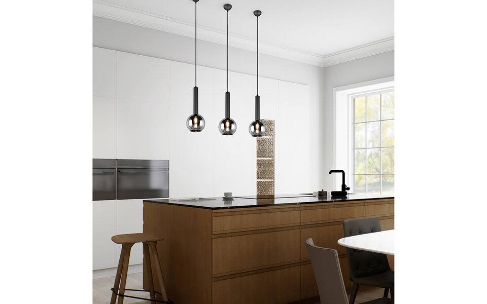 HLW LED Zwarte Metalen LED Hanglamp Trion Yton - Rond, Mat Zwart, E27, Aanpasbaar