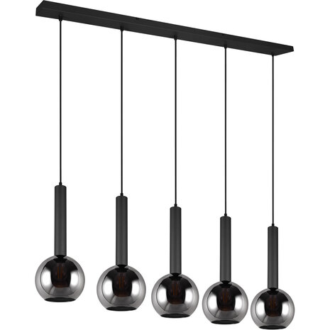 Moderne Metalen LED Hanglamp - Zwarte LED Hanglamp met 5 Lichtpunten, E27 Fitting Moderne Metalen LED Hanglamp - Zwarte LED Hanglamp met 5 Lichtpunten, E27 Fitting