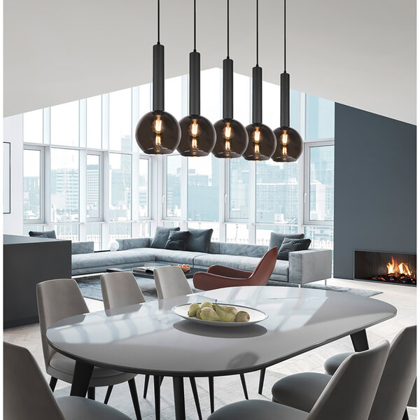 HLW LED Moderne Metalen LED Hanglamp - Zwarte LED Hanglamp met 5 Lichtpunten, E27 Fitting HLW LED Moderne Metalen LED Hanglamp - Zwarte LED Hanglamp met 5 Lichtpunten, E27 Fitting