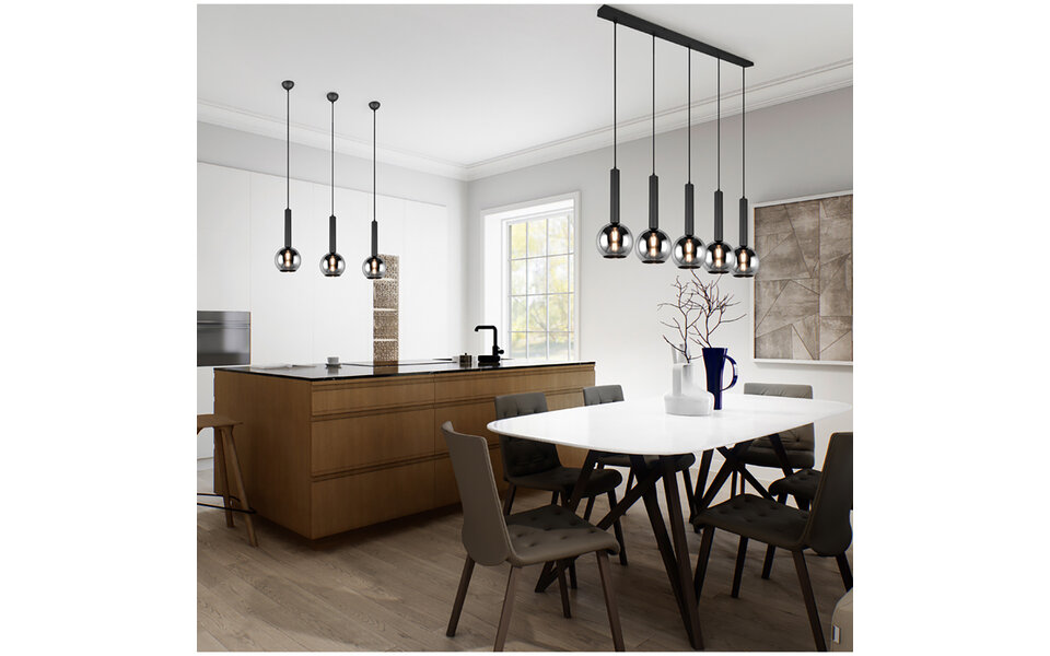 HLW LED Modern Metal LED Pendant Lamp - Black LED Pendant Lamp with 5 Light Points, E27 Fitting HLW LED Modern Metal LED Pendant Lamp - Black LED Pendant Lamp with 5 Light Points, E27 Fitting