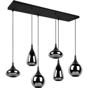 Mat Zwarte Metalen LED Hanglamp - 6 Lichtpunten - Trion Artina Mat Zwarte Metalen LED Hanglamp - 6 Lichtpunten - Trion Artina