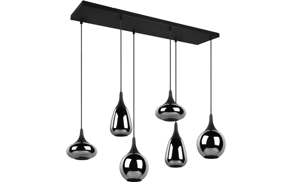 HLW LED LED Hanglamp Trion Artina - Mat Zwarte Metalen LED Hanglamp met 6 Lichtpunten