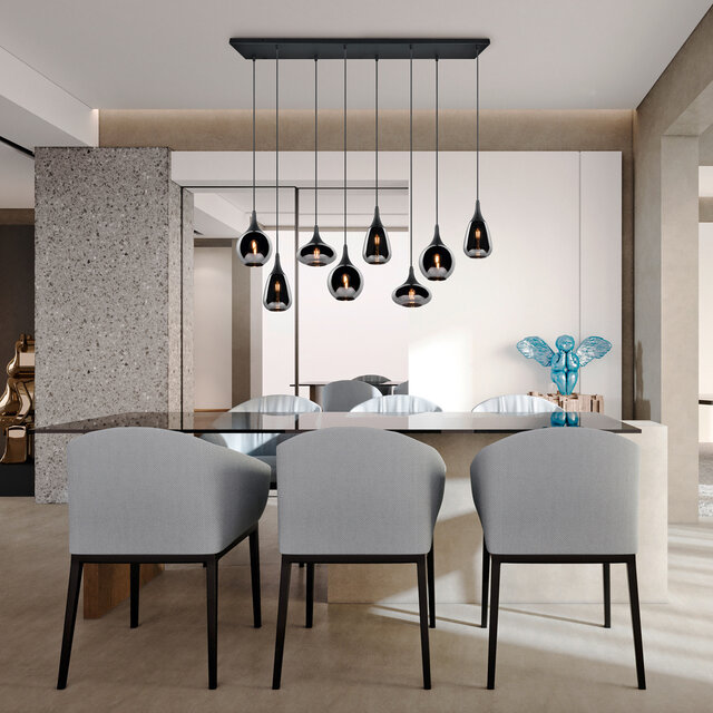 HLW LED Modern Metal LED Pendant Lamp Trion Artina - Black LED Pendant Lamp with 8 Light Points