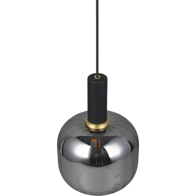 moderne zwarte LED hanglamp met verchroomd glas en 10W vermogen in strakke vorm moderne zwarte LED hanglamp met verchroomd glas en 10W vermogen in strakke vorm