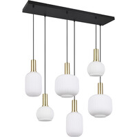 LED Pendant Lamp Matte Brass with White Glass - 6 Light Points LED Pendant Lamp Matte Brass with White Glass - 6 Light Points